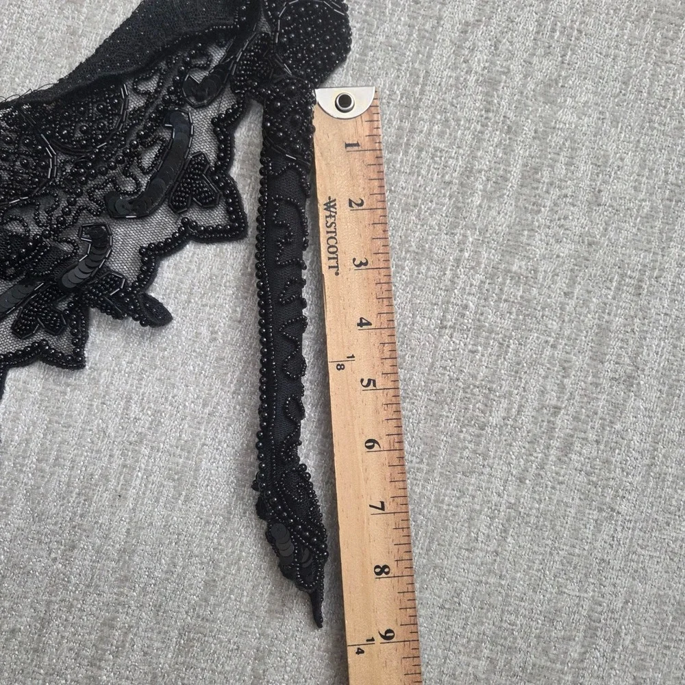 Smithsonian Institution Black Beaded Sequin Victorian Bib Collar Vintage Scarf